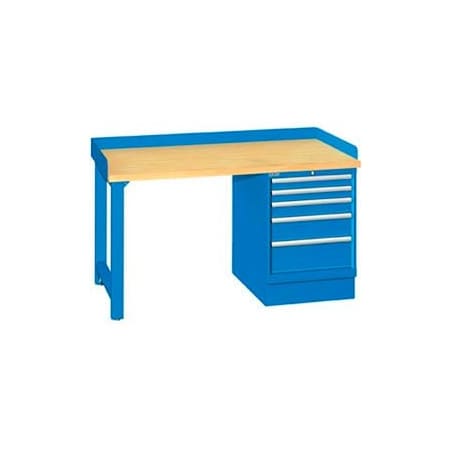 Lista International 60x30x35.25 Cabinet & Leg workstation w, 5 drawers, back & end stops, butcher block top XSWB20-60BT-BB